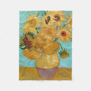 Couverture Polaire Tournesols, peinture de nature morte post-impressi