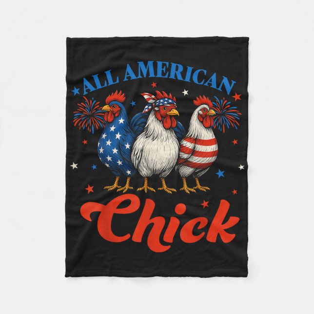 Couverture Polaire Tous American Chick Usa poulet Retro 4 juillet P (Devant)
