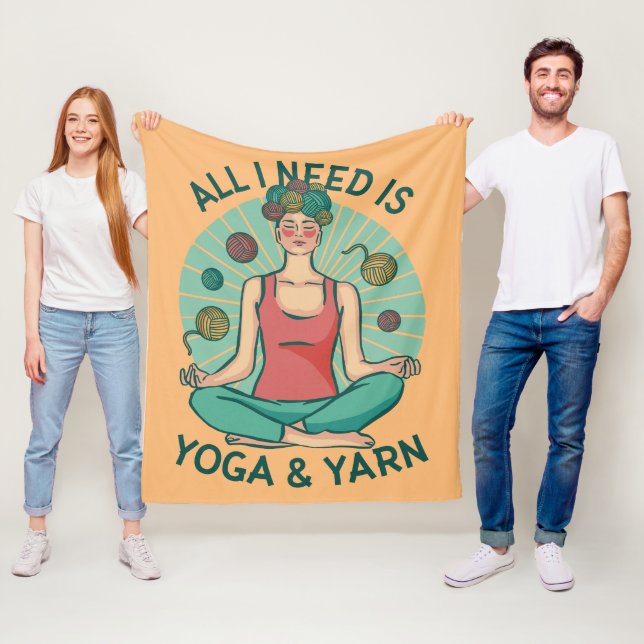 Couverture Polaire Tout ce dont j'ai besoin est Yoga et Yarne Phrase (En situation)