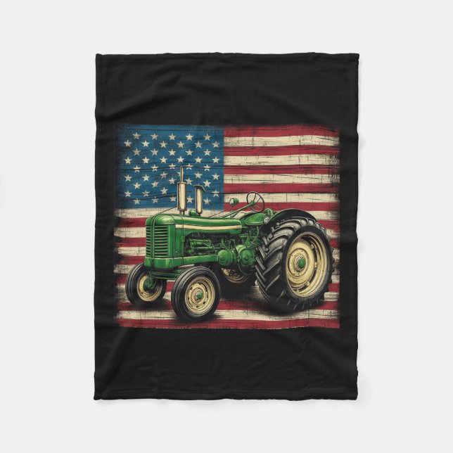 Couverture Polaire Tracteur agricole Usa Tracteur Drapeau American Fa (Devant)