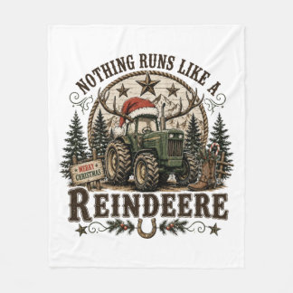 Couverture Polaire Tracteur de Noël Renne