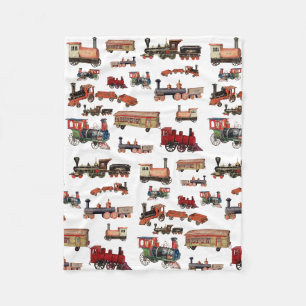 Couverture Polaire Train Jouet vintage Motif Trains colorés
