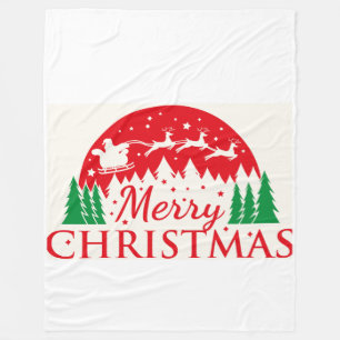 Couverture Polaire Traîneau du Père Noël Rouge & Vert Typogr de vacan