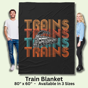 Couverture Polaire Trains vintages Retro Texte Moteur à vapeur Locomo