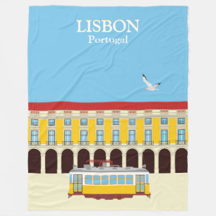 Couverture Polaire Tramway jaune de Lisbonne style vintage