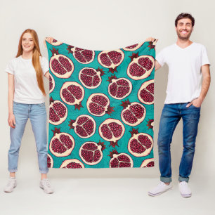 Couverture Polaire Tranches de grenade sur turquoise