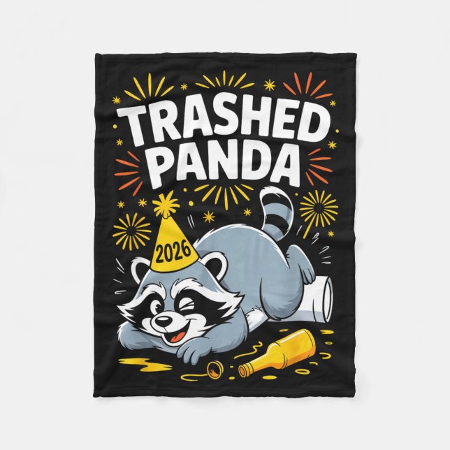 Couverture Polaire Trashed Panda New Year 2026 Funny Raccoon Design  (Devant)