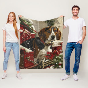Couverture Polaire Treeing Walker Coonhound Dog Christmas Festive