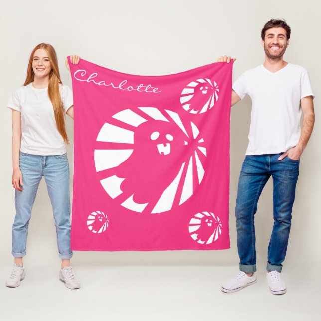 Couverture Polaire Trending Halloween mignon rose et blanc fantôme (En situation)