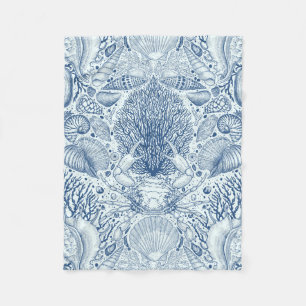 Couverture Polaire Trésors de plage en bleu