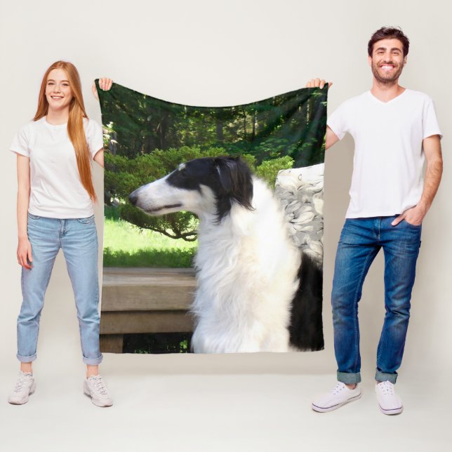 Couverture Polaire Tri jet renversant d'ouatine de peluche de barzoï (En situation)
