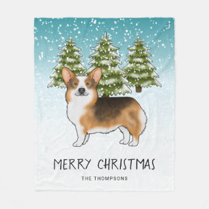 Couverture Polaire Tri Pembroke Corgi à tête rouge Noël d'hiver
