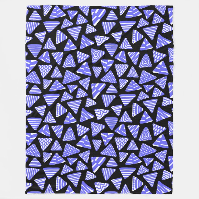 Couverture Polaire Triangles 240121 - Bleu et blanc électrique sur no (Devant)