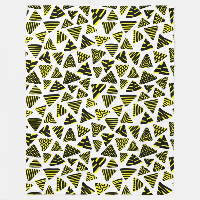 Couverture Polaire Triangles 240121 - Noir et Jaune sur Blanc (Devant)
