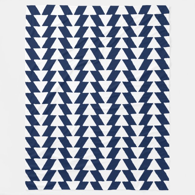 Couverture Polaire Triangles d'encre - Blanc sur Bleu foncé 001744 (Devant)