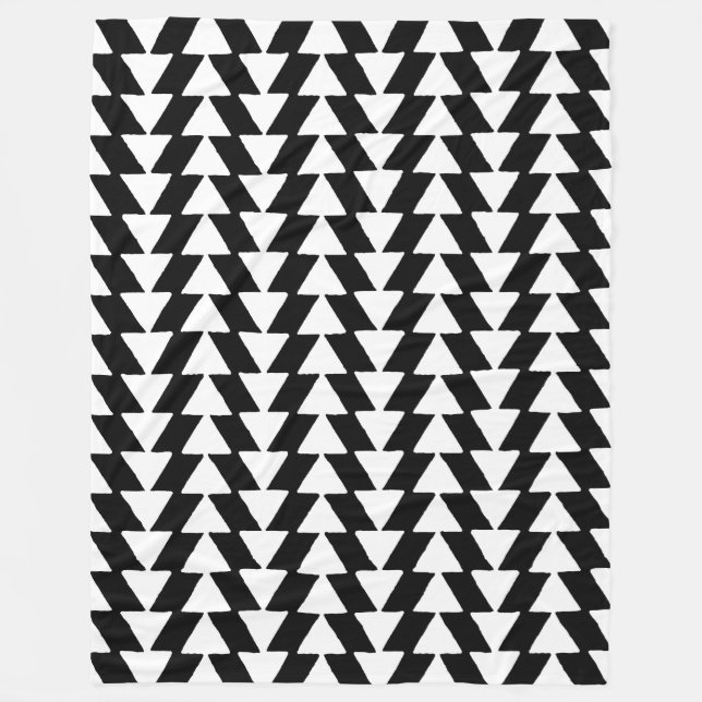 Couverture Polaire Triangles épais - Blanc sur Noir (Devant)