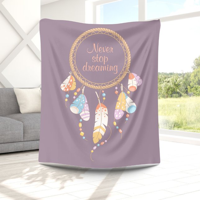 Couverture Polaire Tribal Dreamcatcher Boho Citation pourpre (Créateur téléchargé)