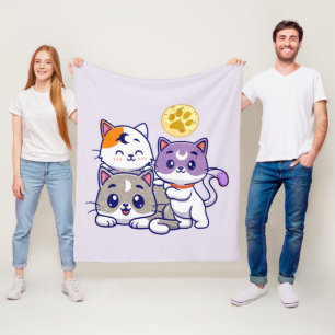 Couverture Polaire Trio adorable - Trois chats mignons