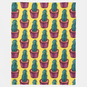 Couverture Polaire Trippy Cactus Motif Jaune bizarre Psychedélique