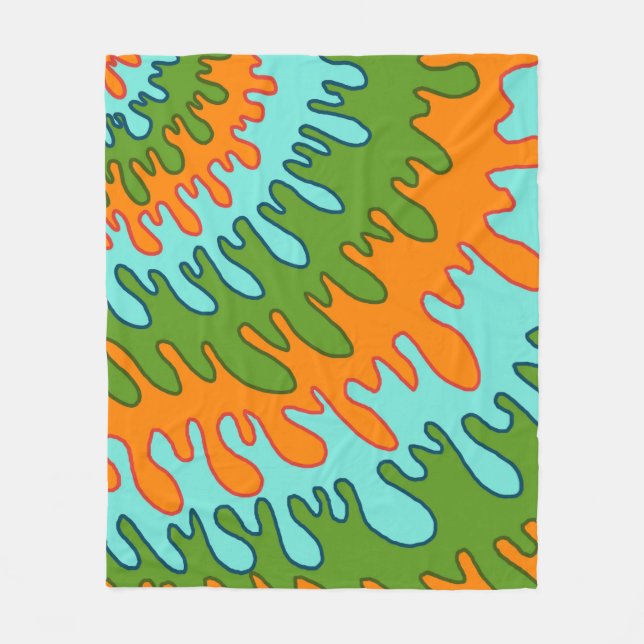 Couverture Polaire Trippy Green Orange Liquid Dripe Motif Y2K (Devant)