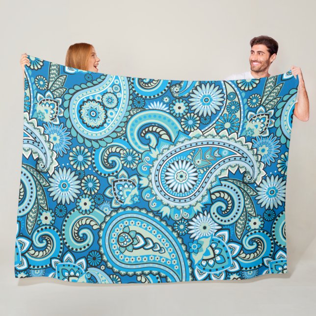 Couverture Polaire Trippy Hippy Retro Paisley (En situation)