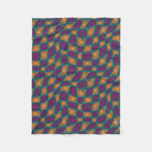 Couverture Polaire Trippy super 60s Flower Checks Orange Rose