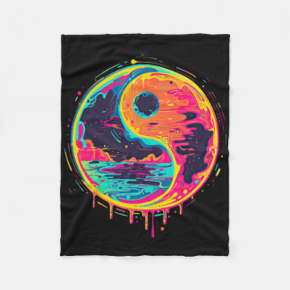 Couverture Polaire Trippy Yin Yang Zen Cosmic Yoga Design Vaporwave P