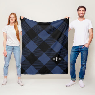 Couverture Polaire Trois lettres Monogram Blue Buffalo Check