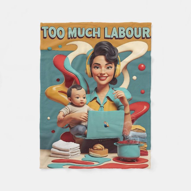 Couverture Polaire Trop de main d'oeuvre - Conception rétro féministe (Devant)