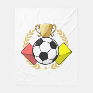 Couverture Polaire Trophée de football rouge et jaune