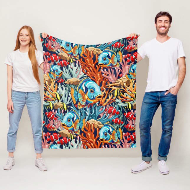 Couverture Polaire Tropical Fish Colorful Summer Vibes (En situation)