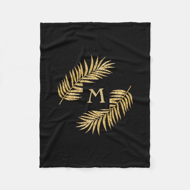 Couverture Polaire Tropical Gold Parties scintillant Palm Tree Fronds (Devant)