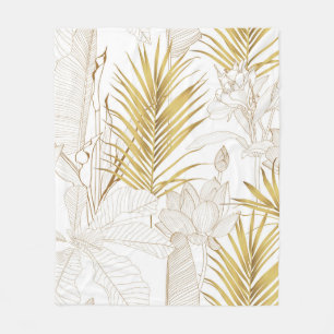 Couverture Polaire Tropical ligne florale exotique feuilles de palmie