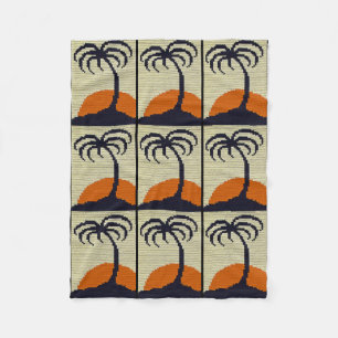 Couverture Polaire Tropical Palm Tree Orange Sunset Crochet Imprimer 