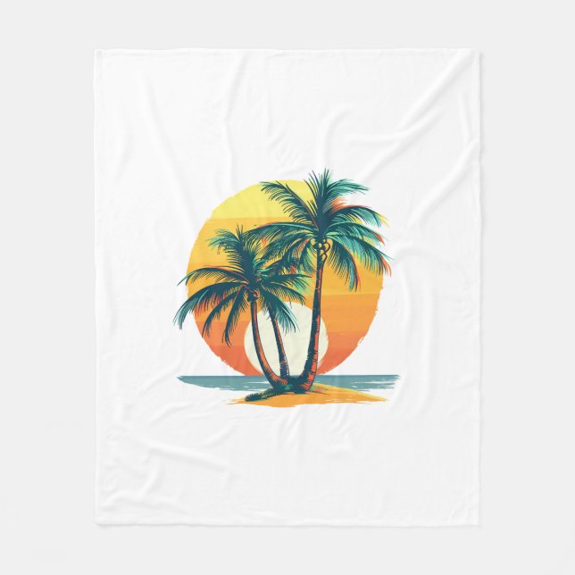 Couverture Polaire Tropical Palm Trees with Vibrant Sunset (Devant)