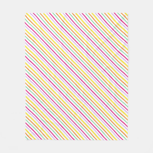 Couverture Polaire Tropical Pink Green Orange Yellow Stripes Extérieu (Devant)