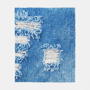 Couverture Polaire Trou sur Denim Jeans. Torn Blue je déchiré
