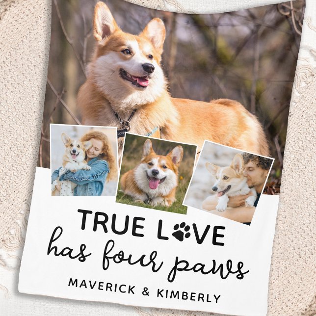 Couverture Polaire True Love Custom Pet Amoureux des chiens 4 Photo C (Créateur téléchargé)