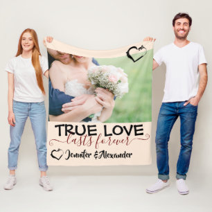 Couverture Polaire True Love Lasts Forever mous Couple Heart Photo 