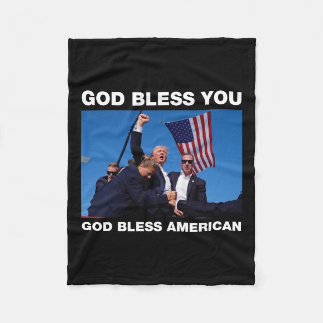 Couverture Polaire Trump 2024 Dieu vous bénisse - Dieu bénisse l'Amér (Devant)