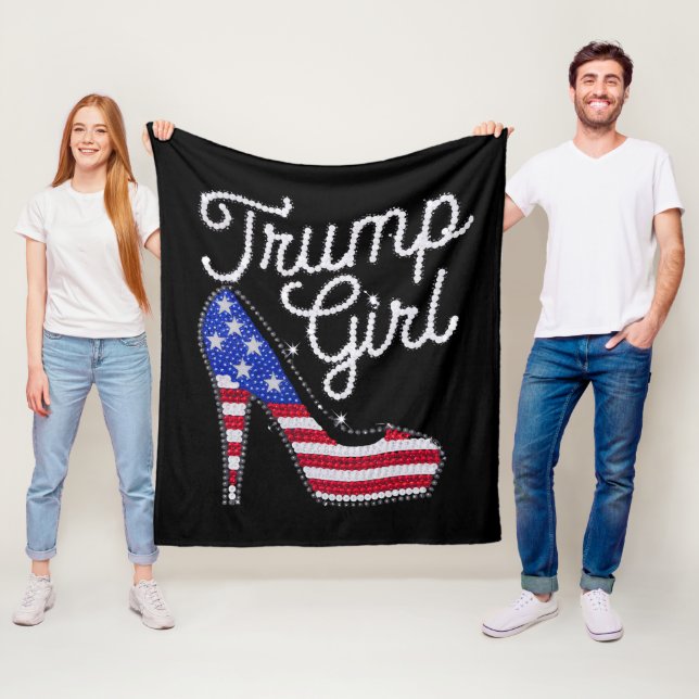 Couverture Polaire Trump Girl High Heel Drapeau américain Bling Patri (En situation)