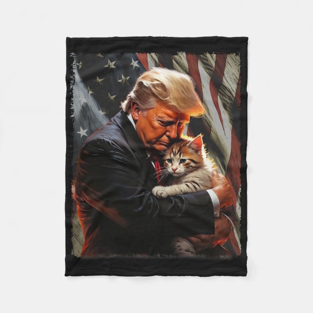 Couverture Polaire Trump Hugging An Orange Cat 2025 Make Cats Safe Ag (Devant)