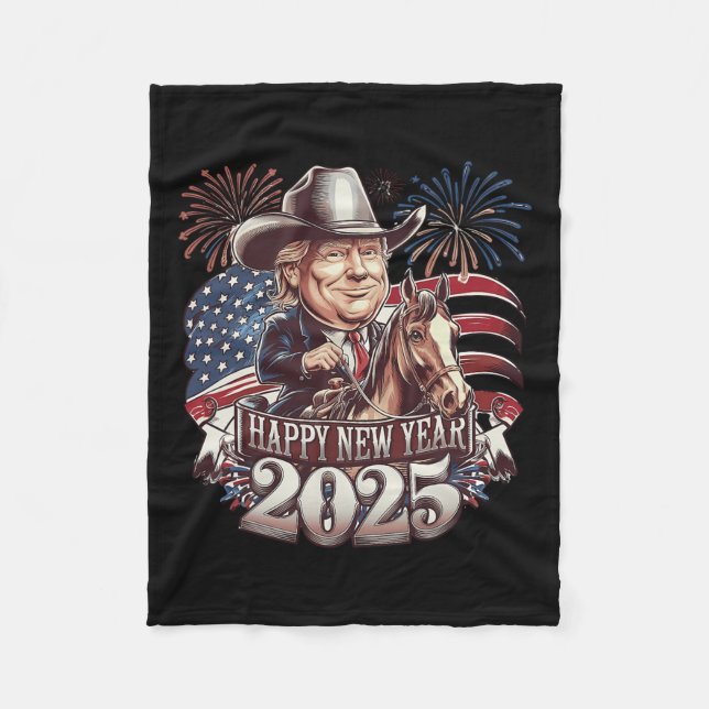 Couverture Polaire Trump Nouvel An 2025 Cheval patriotique Trump Amér (Devant)