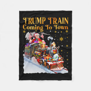 Couverture Polaire Trump Train Arrive À La Ville Drôle Noël Père Noël