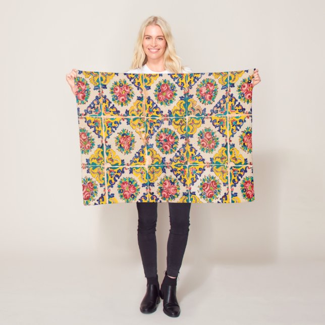 Couverture Polaire tuile de Persan de Sept-couleur (En situation)