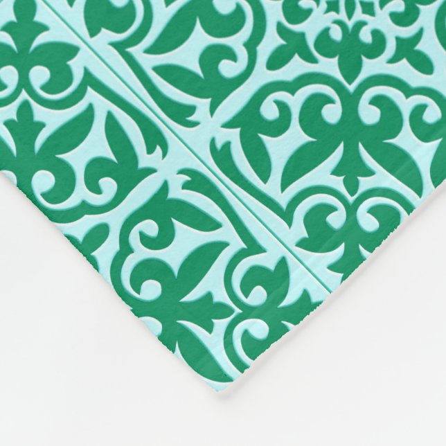 Couverture Polaire Tuile marocaine - turquoise et aqua