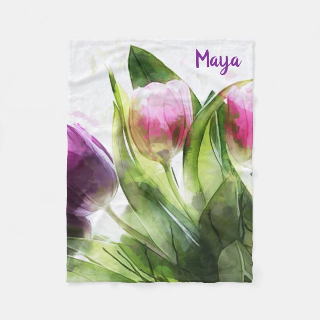 Couverture Polaire Tulipes colorées (Devant)