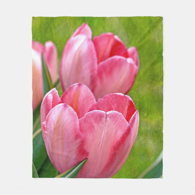 Couverture Polaire Tulipes roses (Devant)