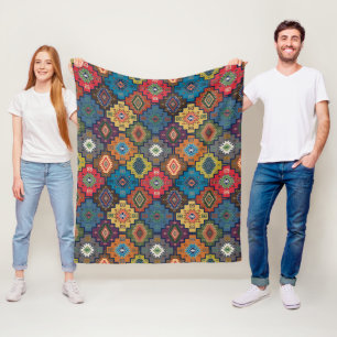Couverture Polaire Turkish Colorful Ethnic Motif Pattern