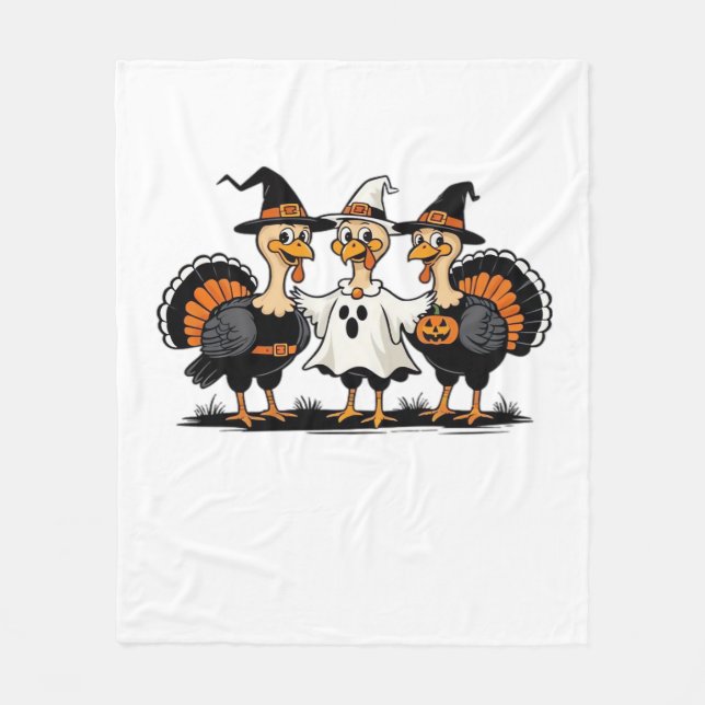 Couverture Polaire Turquie Halloween Boo, Thanksgiving Turquie, Éffra (Devant)
